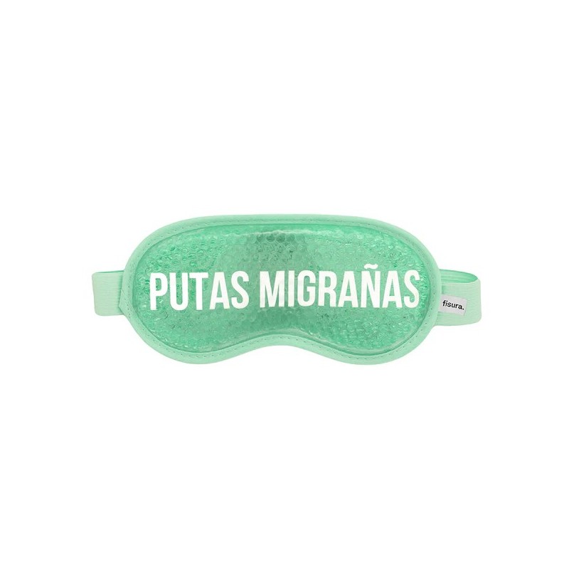 Antifaz de gel “Putas migrañas” verde menta