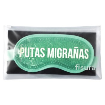 Antifaz de gel “Putas migrañas” verde menta